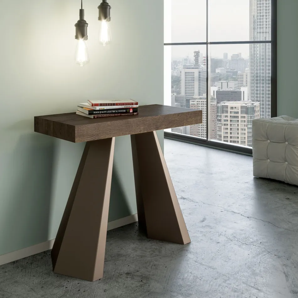 Consolle Allungabile a 300 cm con Gambe Finitura Orso Made in Italy - Destino Viadurini