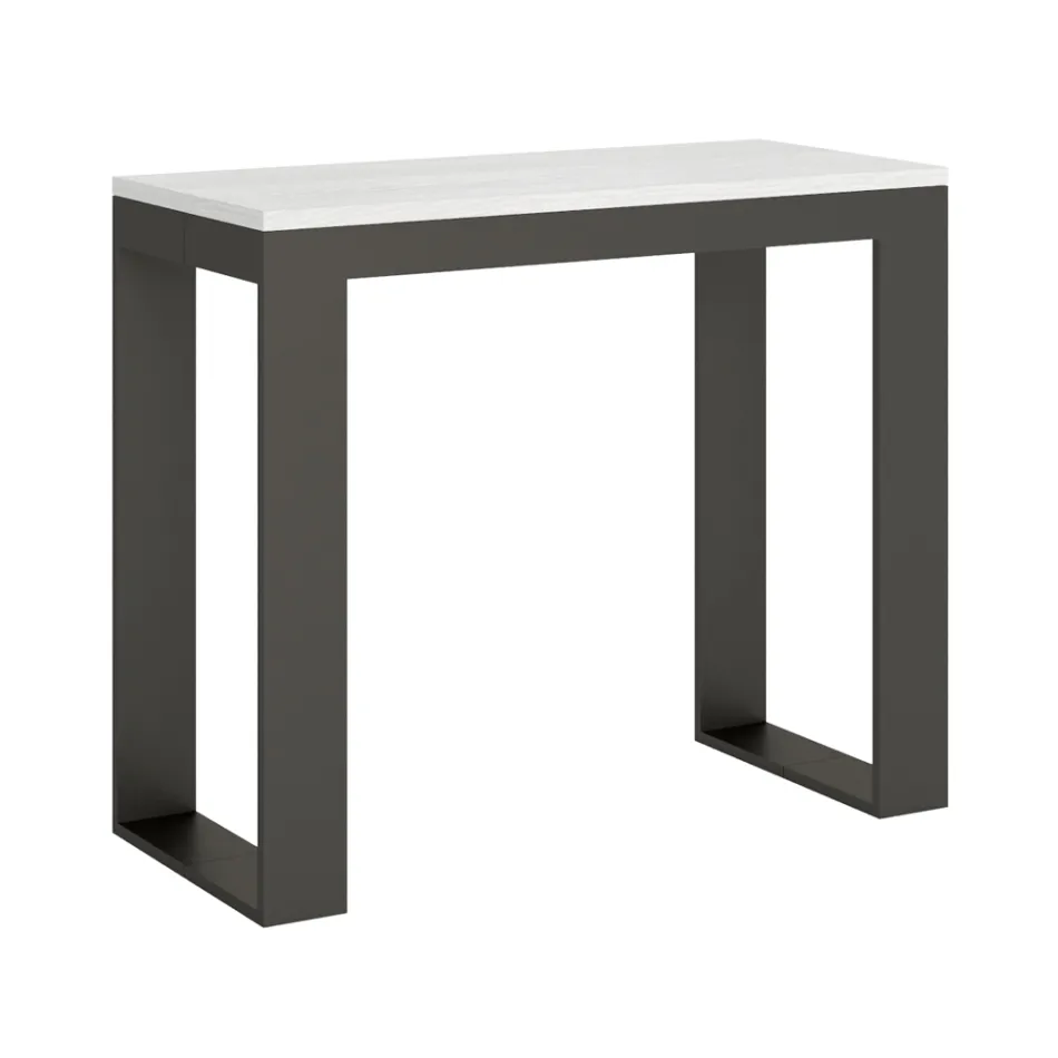 Consolle Allungabile a 300 cm con Telaio Antracite e Legno Made in Italy - Fata Viadurini