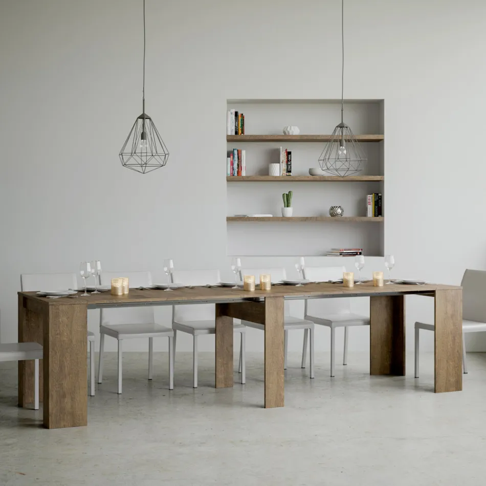 Consolle Allungabile a 308 cm con Supporto Centrale Made in Italy - Oracolo Viadurini