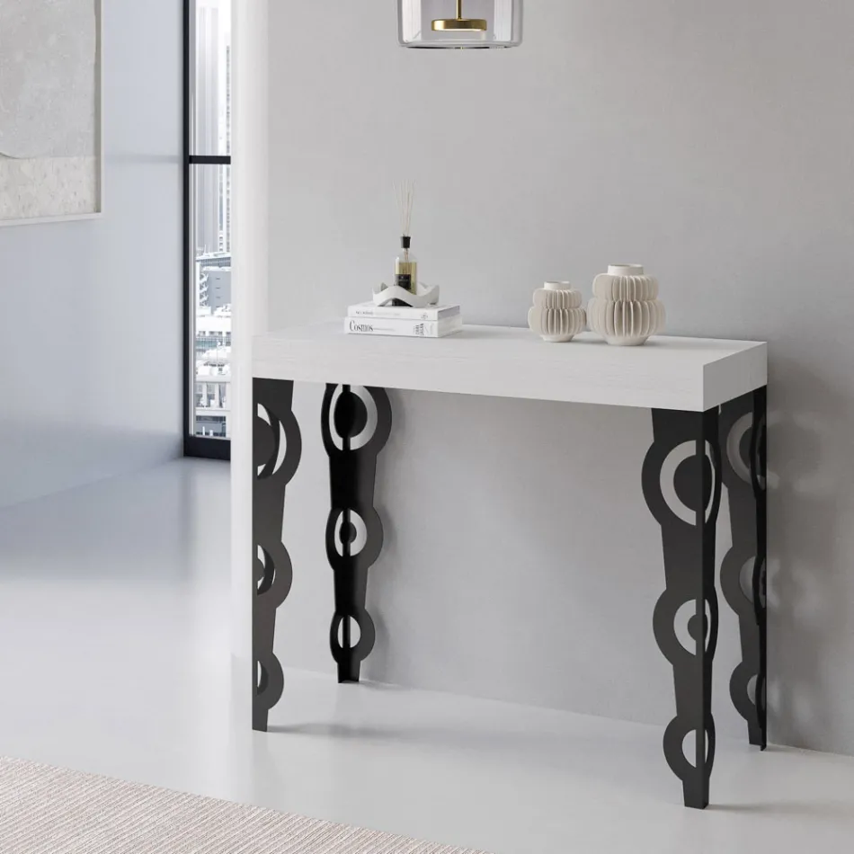 Consolle Allungabile con Gambe Moderne in Ferro Made in Italy - Palazzo Viadurini