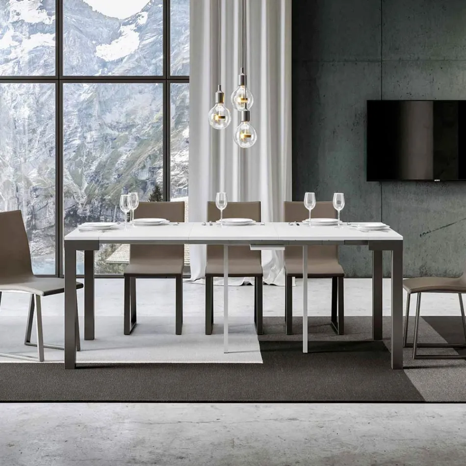 Consolle Allungabile di Design Moderno in Legno e Ferro Made in Italy – Never Viadurini
