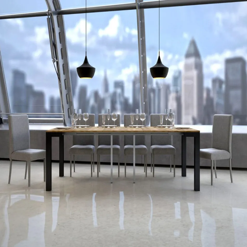 Consolle Allungabile di Design Moderno in Legno e Ferro Made in Italy – Never Viadurini
