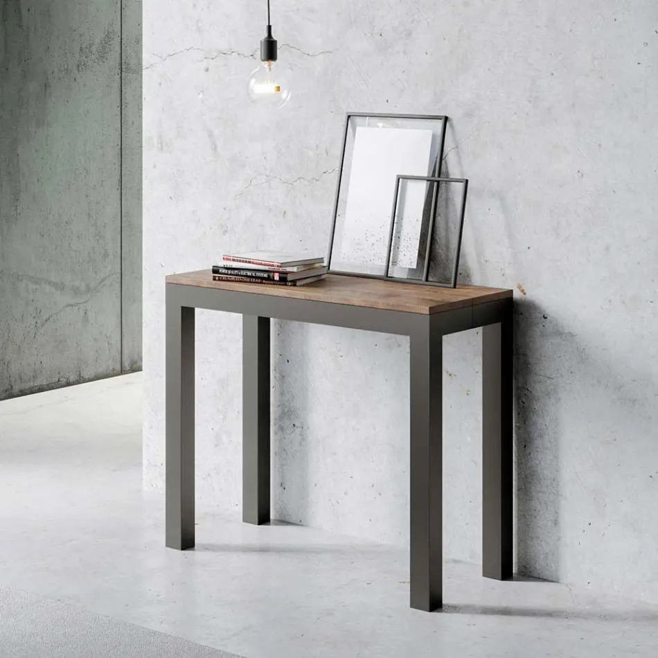 Consolle Allungabile di Design Moderno in Legno e Ferro Made in Italy – Never Viadurini
