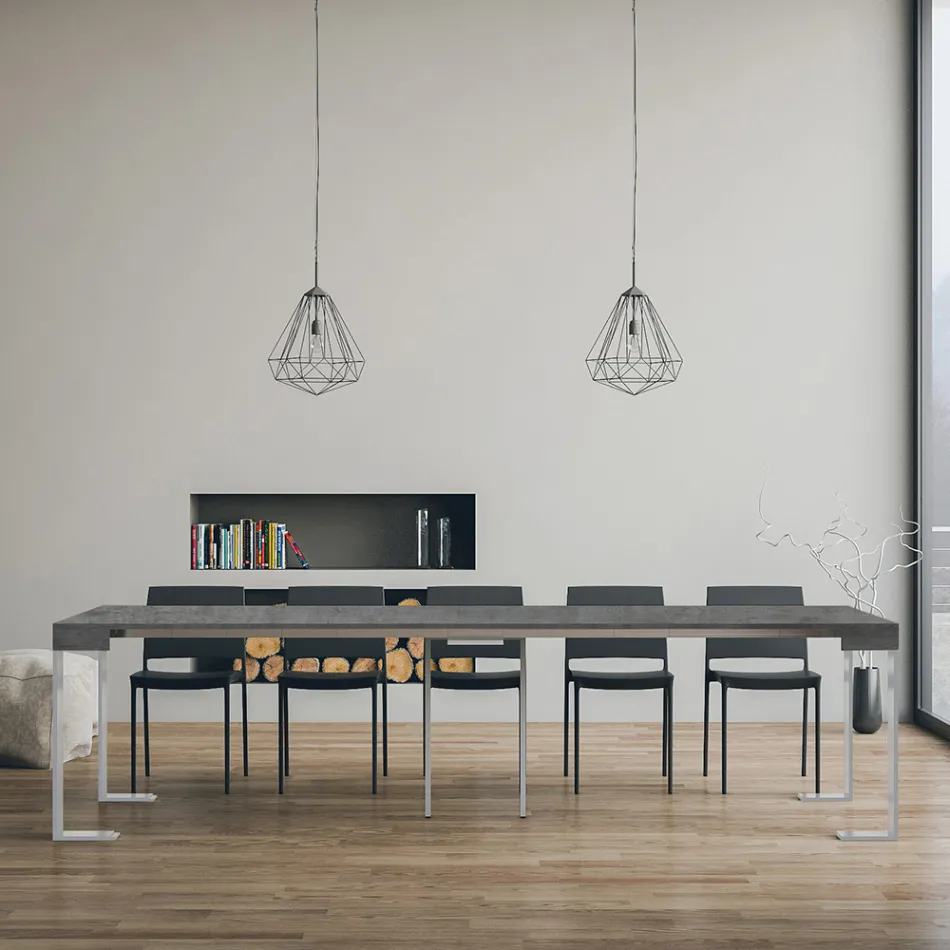 Consolle Allungabile Fino a 300 cm con Telaio Bianco Made in Italy - Tesoro Viadurini