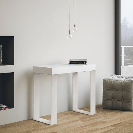 Consolle Allungabile Fino a 300 cm con Telaio Bianco Made in Italy - Tesoro Viadurini
