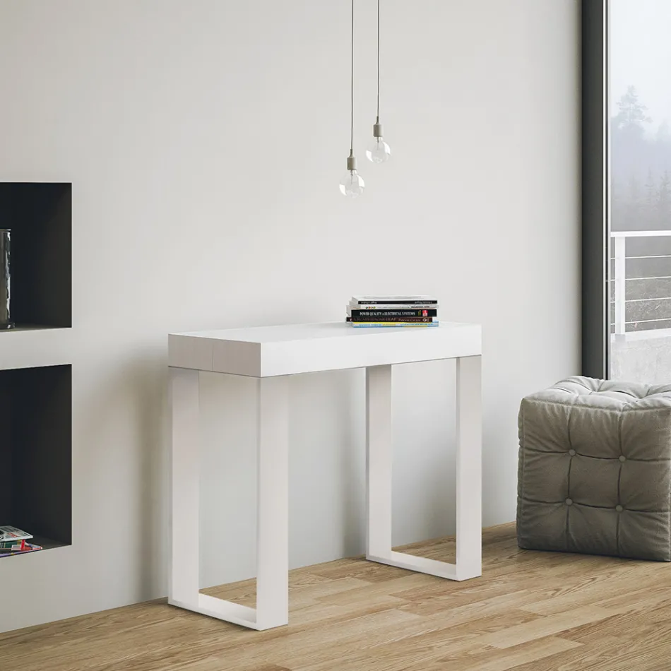 Consolle Allungabile Fino a 300 cm con Telaio Bianco Made in Italy - Tesoro Viadurini