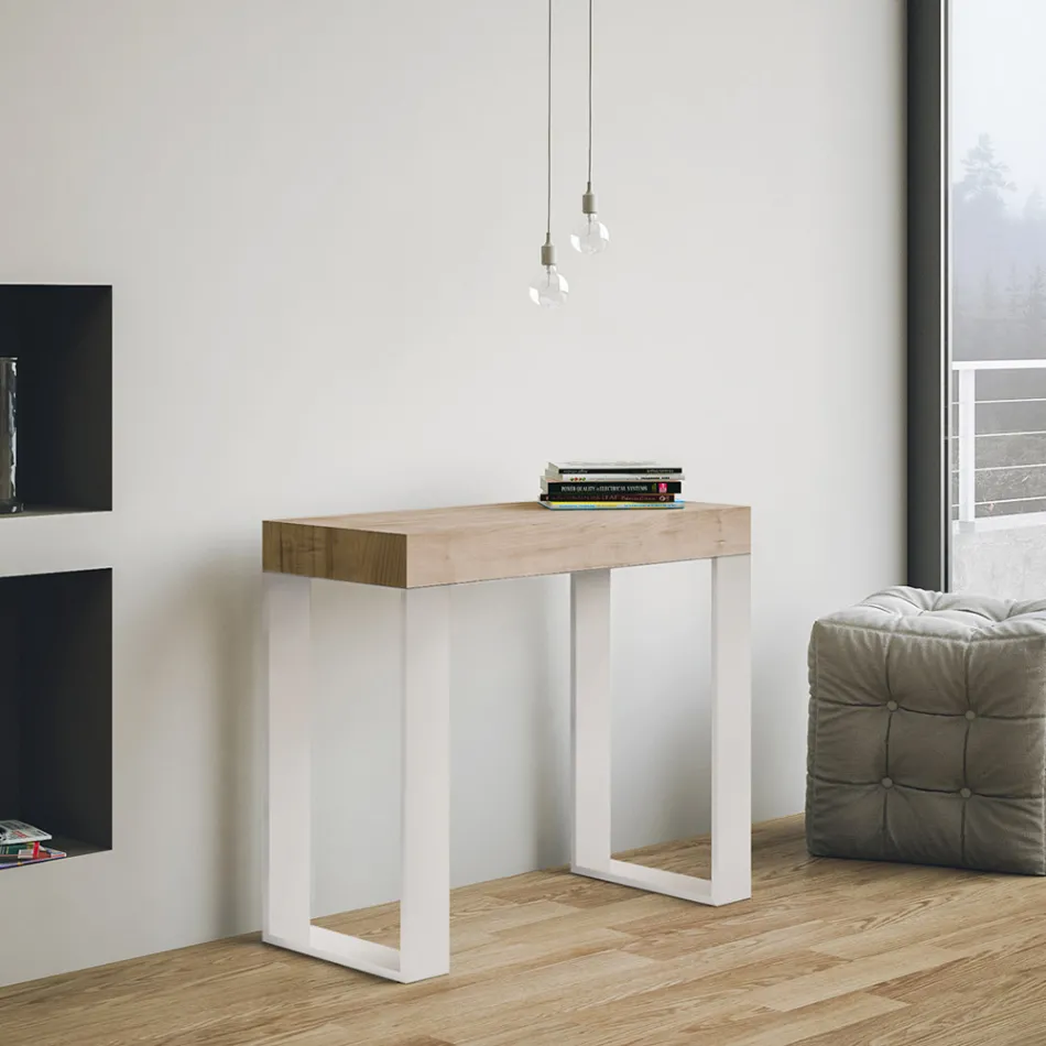 Consolle Allungabile Fino a 300 cm con Telaio Bianco Made in Italy - Tesoro Viadurini