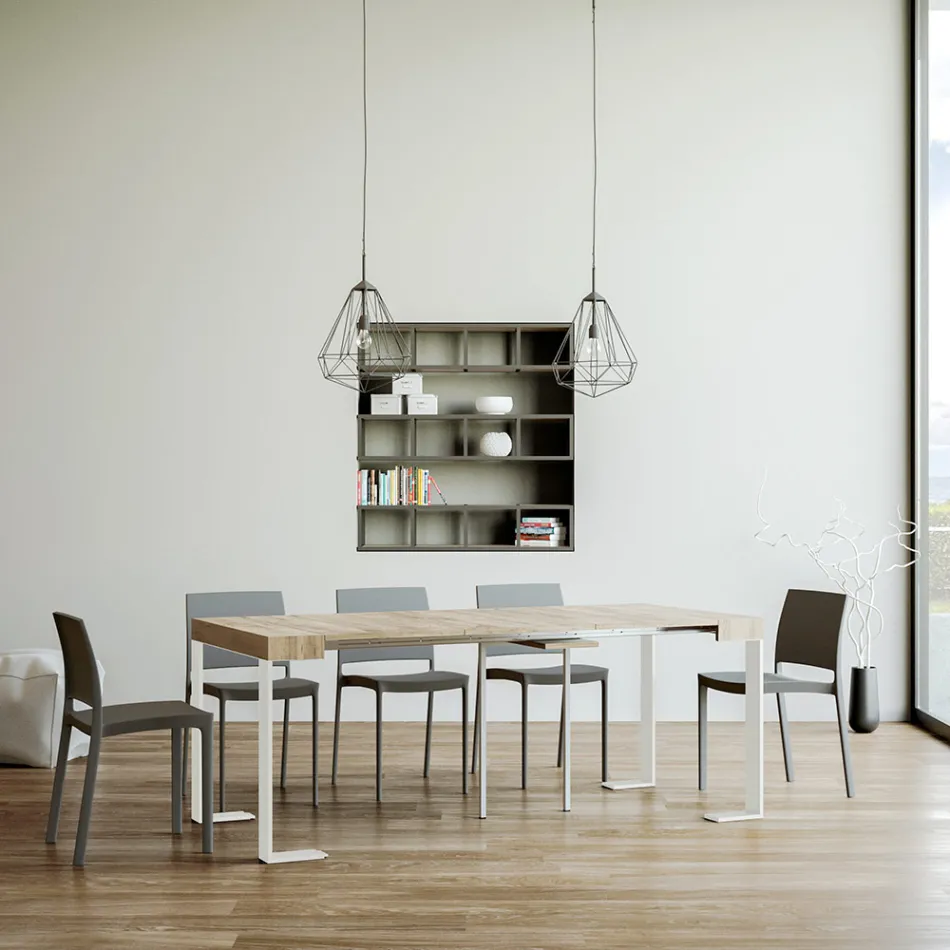 Consolle Allungabile Fino a 300 cm con Telaio Bianco Made in Italy - Tesoro Viadurini