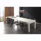 Consolle allungabile in nobilitato folding bianco poro aperto Bosa Viadurini