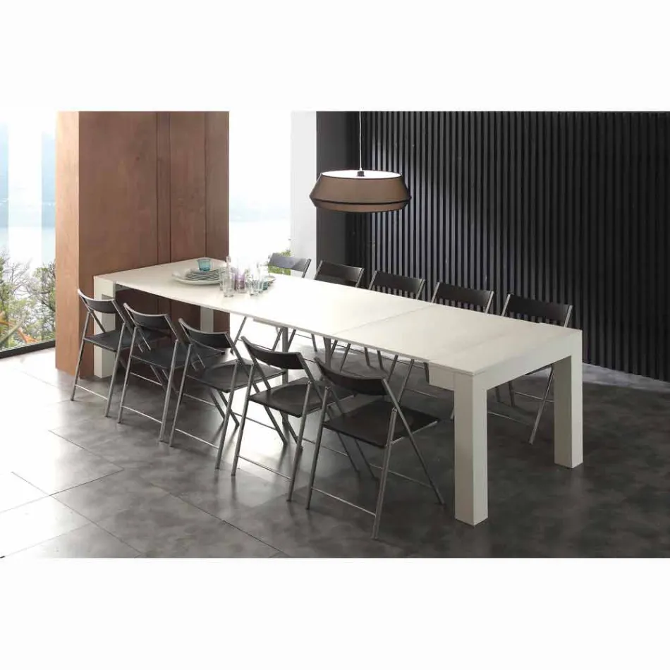 Consolle allungabile in nobilitato folding bianco poro aperto Bosa Viadurini