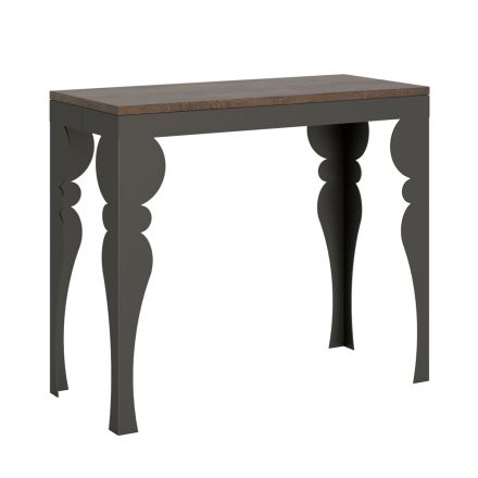 Consolle Allungabile Moderna in Legno e Metallo Antracite Made in Italy – Sassone Viadurini