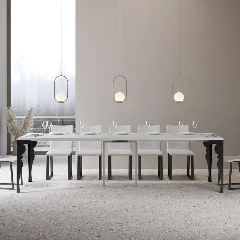 Consolle Allungabile Moderna in Legno e Metallo Antracite Made in Italy – Sassone Viadurini
