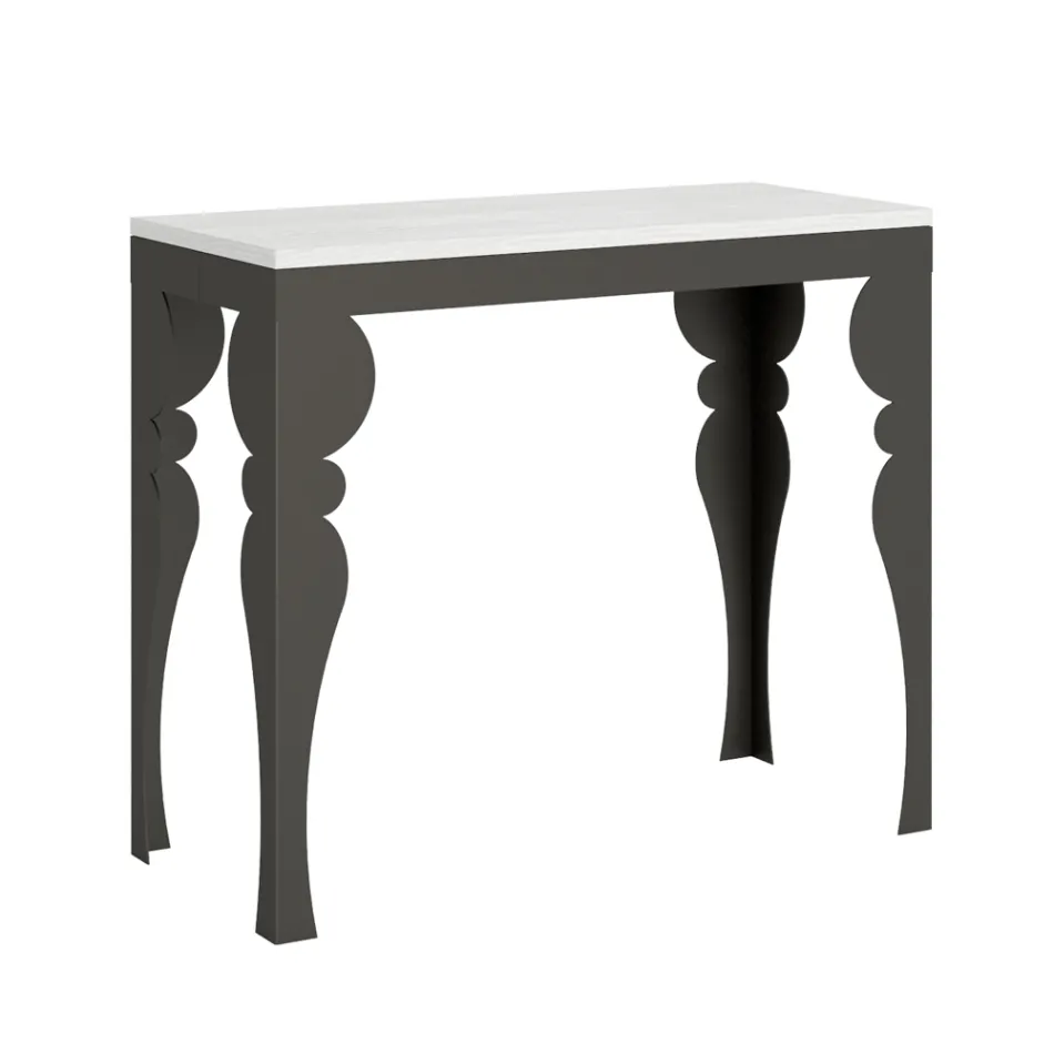 Consolle Allungabile Moderna in Legno e Metallo Antracite Made in Italy – Sassone Viadurini