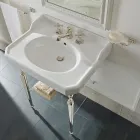 Consolle Bagno L 65 cm Ceramica e Piedi in Metallo Vintage Made in Italy Nausica Viadurini