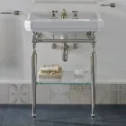 Consolle Bagno L 65 cm Ceramica e Piedi in Metallo Vintage Made in Italy Nausica Viadurini