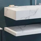 Consolle Bagno Lavabo Integrato e Mensola Sospese in Gres 4 Finiture - Rampina Viadurini