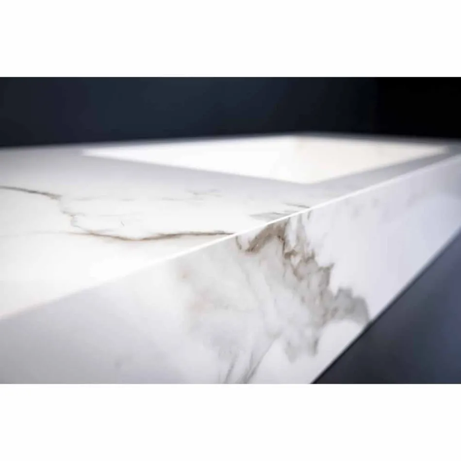 Consolle Bagno Lavabo Integrato e Mensola Sospese in Gres 4 Finiture - Rampina Viadurini