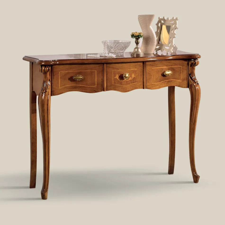 Consolle Classica in Legno 3 o 5 Cassetti di Lusso Made in Italy - London Viadurini