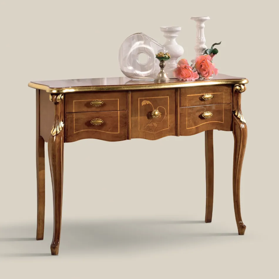 Consolle Classica in Legno 3 o 5 Cassetti di Lusso Made in Italy - London Viadurini