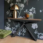 Consolle con Piano Effetto Malta e Base in Metallo Made in Italy - Timedio Viadurini