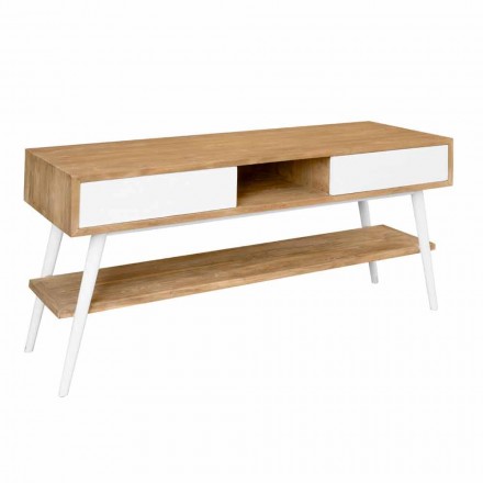 Consolle da bagno di design moderno da terra in teak naturale Pistoia Viadurini