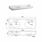 Consolle da Bagno L 135 cm con Vasca Doppia in Ceramica Made in Italy – Nausica Viadurini