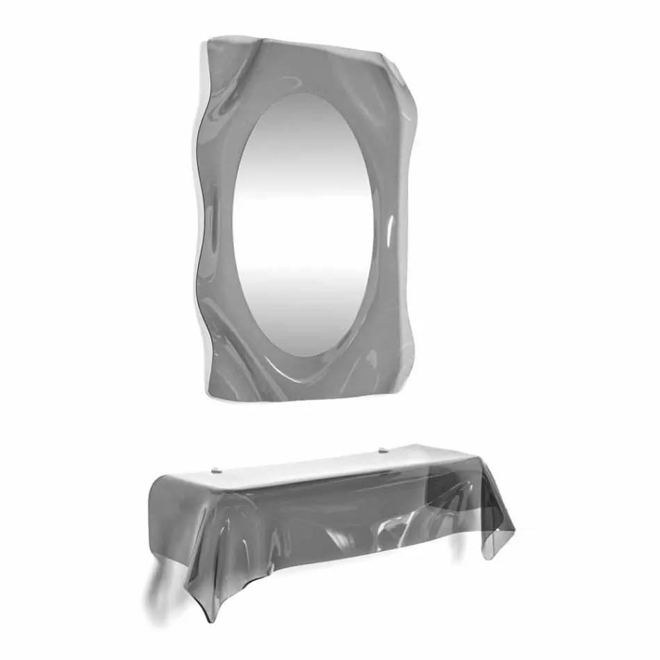 Consolle design moderno in plexiglass fumé traspar. drappeggiato Wish Viadurini