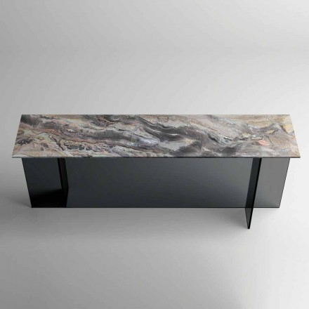 Consolle di Design con Piano in Marmo e Base in Vetro Made in Italy - Molino Viadurini