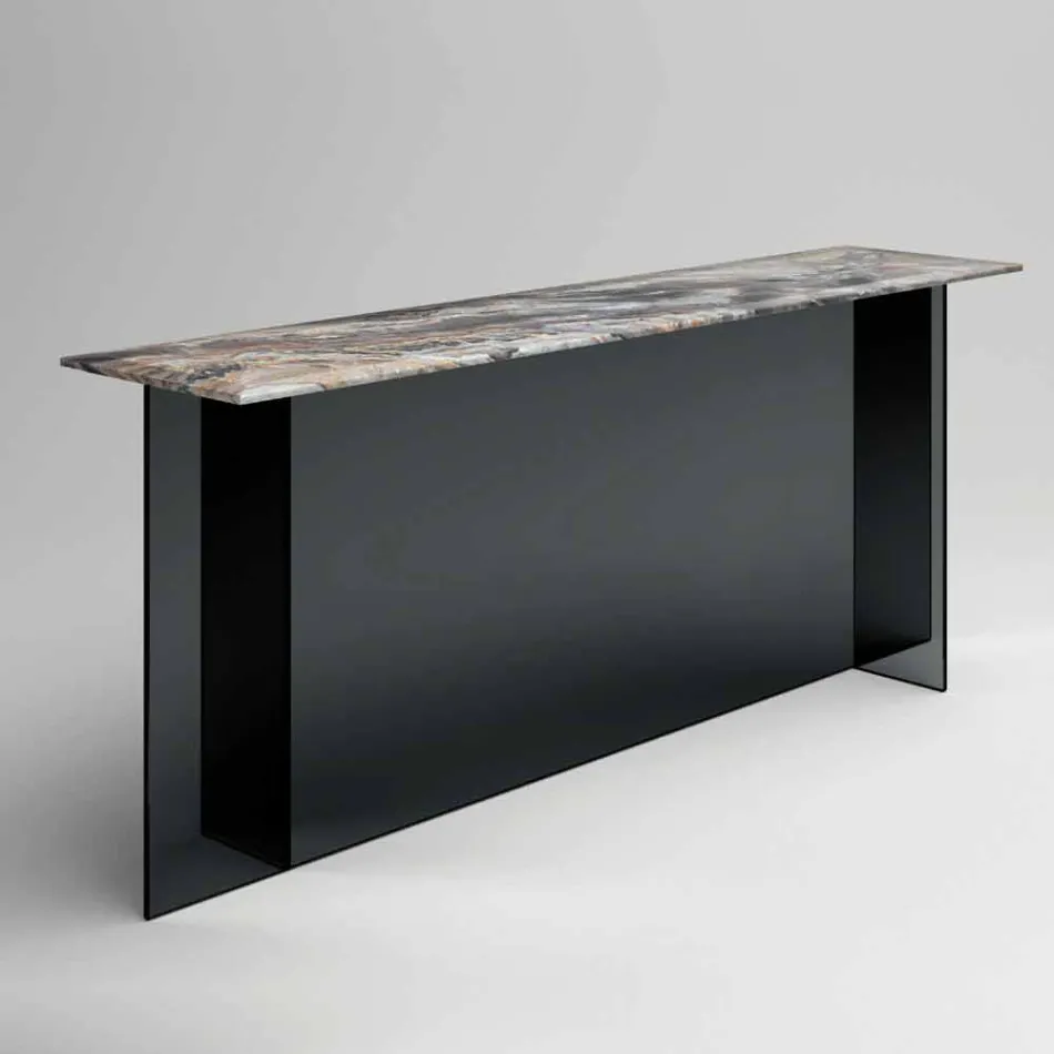 Consolle di Design con Piano in Marmo e Base in Vetro Made in Italy - Molino Viadurini
