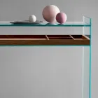 Consolle di Design in Vetro Extrachiaro con Vassoio Made in Italy – Imperativo Viadurini