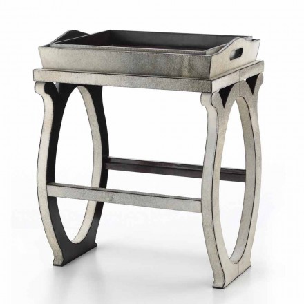Consolle di design moderno con vassoio in cavallino grigio Felicia  Viadurini