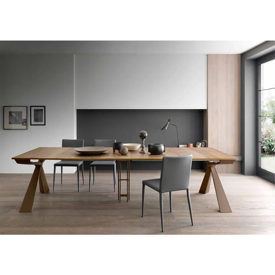 Consolle in Legno e Metallo Allungabile Fino 295 cm Made in Italy - Timedio Viadurini