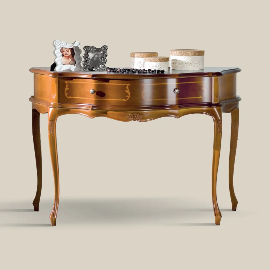Consolle Ingresso Classica in Legno con 1 Cassetto Made in Italy - Leonor Viadurini