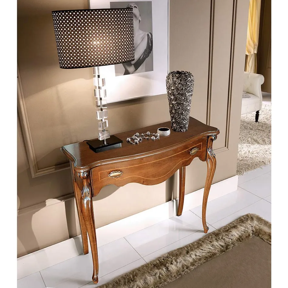Consolle Ingresso Classica Legno con Cassetto Made in Italy - Ottaviano Viadurini