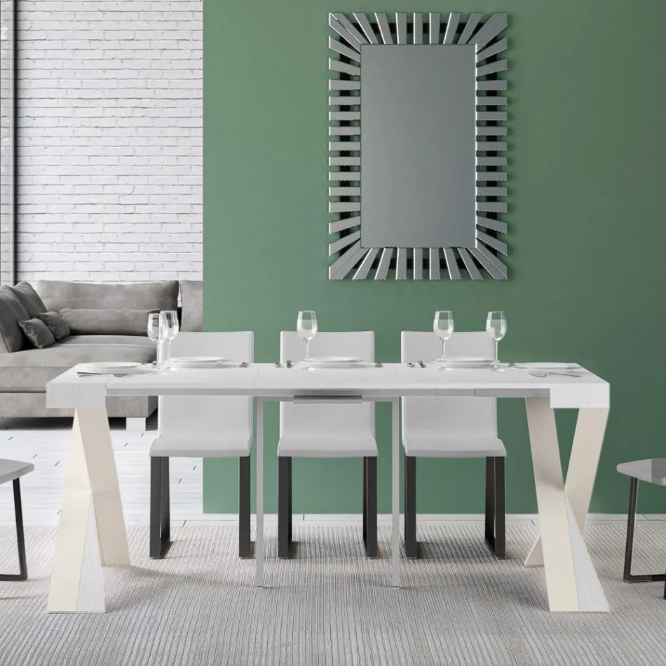Consolle Moderna Allungabile a 300 cm con Telaio Bianco Made in Italy - Specchio Viadurini