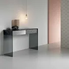 Consolle Scrivania di Design in Vetro Fumè con Cassetto Made in Italy – Mantra Viadurini