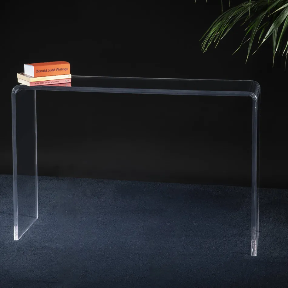 Consolle Soggiorno in Cristallo Acrilico Trasparente Minimale - Amedea Viadurini