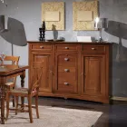 Credenza Classica in Legno Tanganica con 6 Cassetti e 2 Ante Made in Italy - Bragi Viadurini