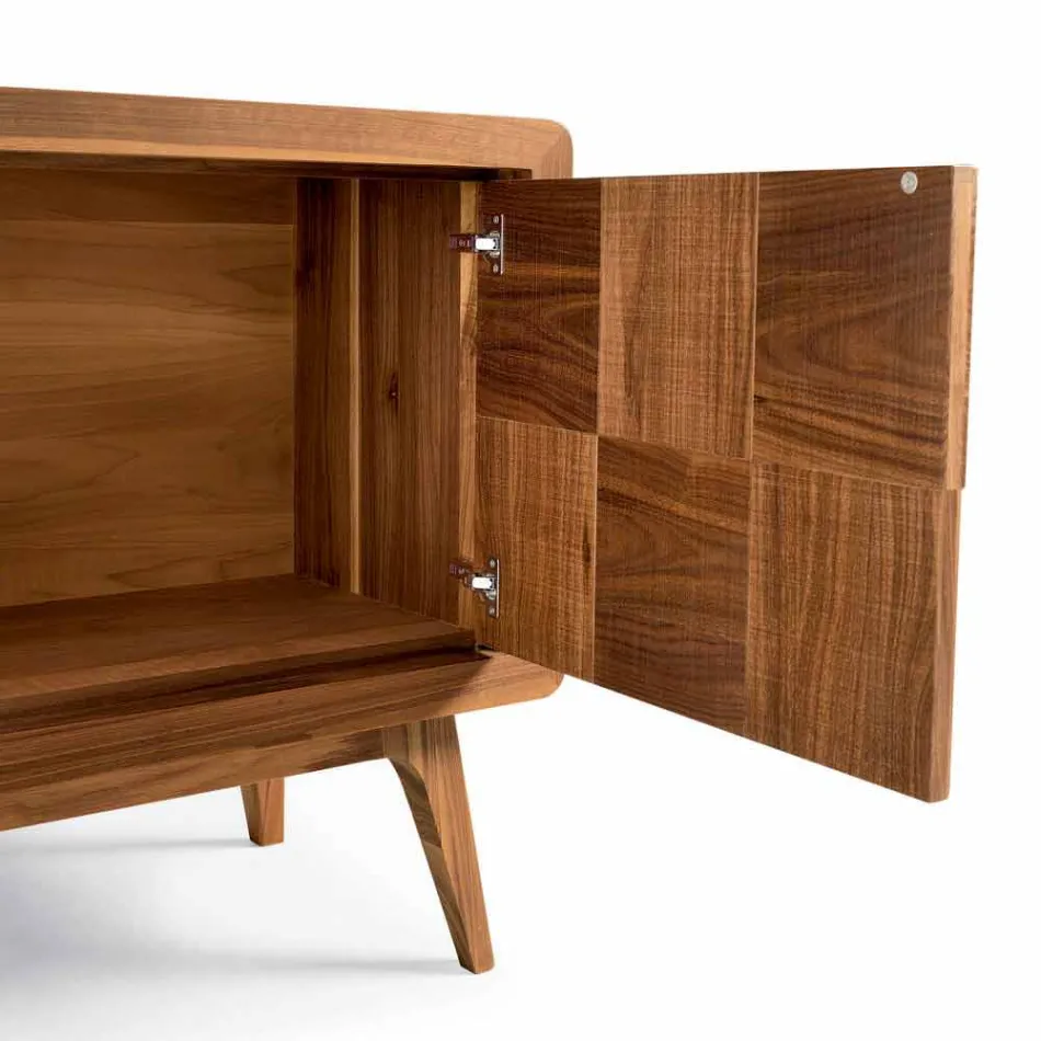 Credenza con 3 ante in legno di noce massello design moderno Nensi Viadurini