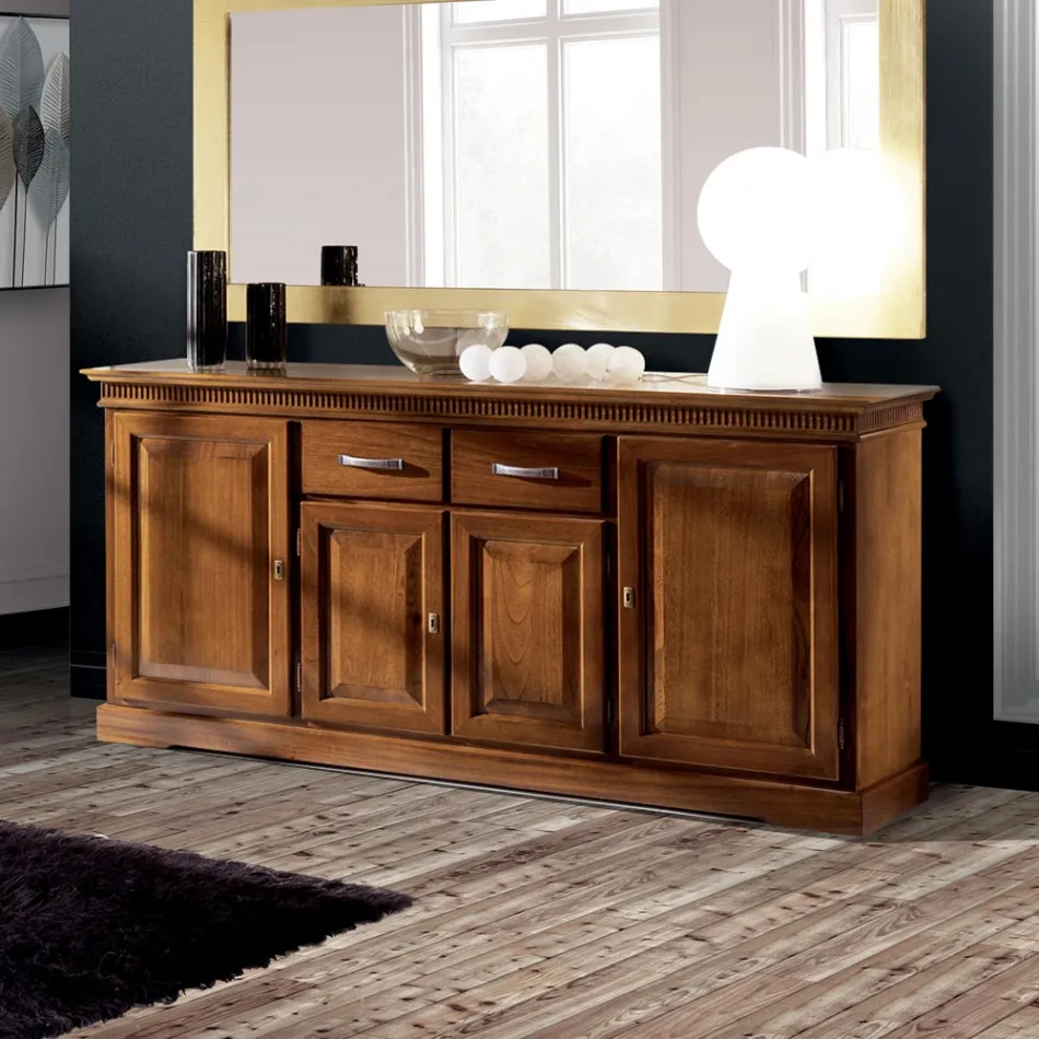 Credenza con 4 Ante e 2 Cassetti in Legno Bassano Made in Italy - Tanit Viadurini