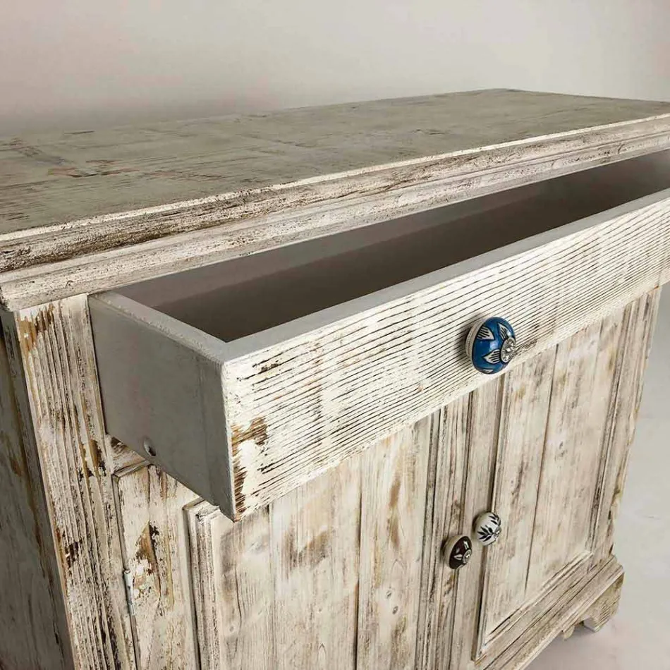 Credenza in Legno di Abete Massello con Ripiani Interni Made in Italy - Pierrot Viadurini