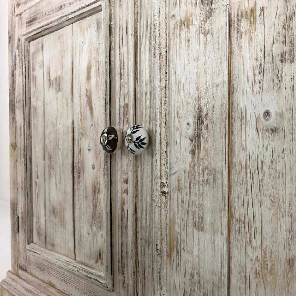 Credenza in Legno di Abete Massello con Ripiani Interni Made in Italy - Pierrot Viadurini