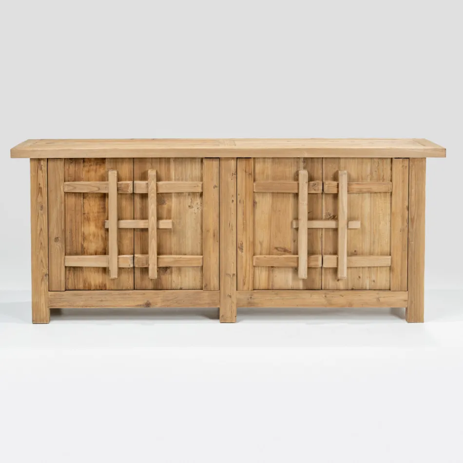 Credenza in Legno di Pino Naturale Invecchiato con 2 o 4 Ante - Aituno Viadurini