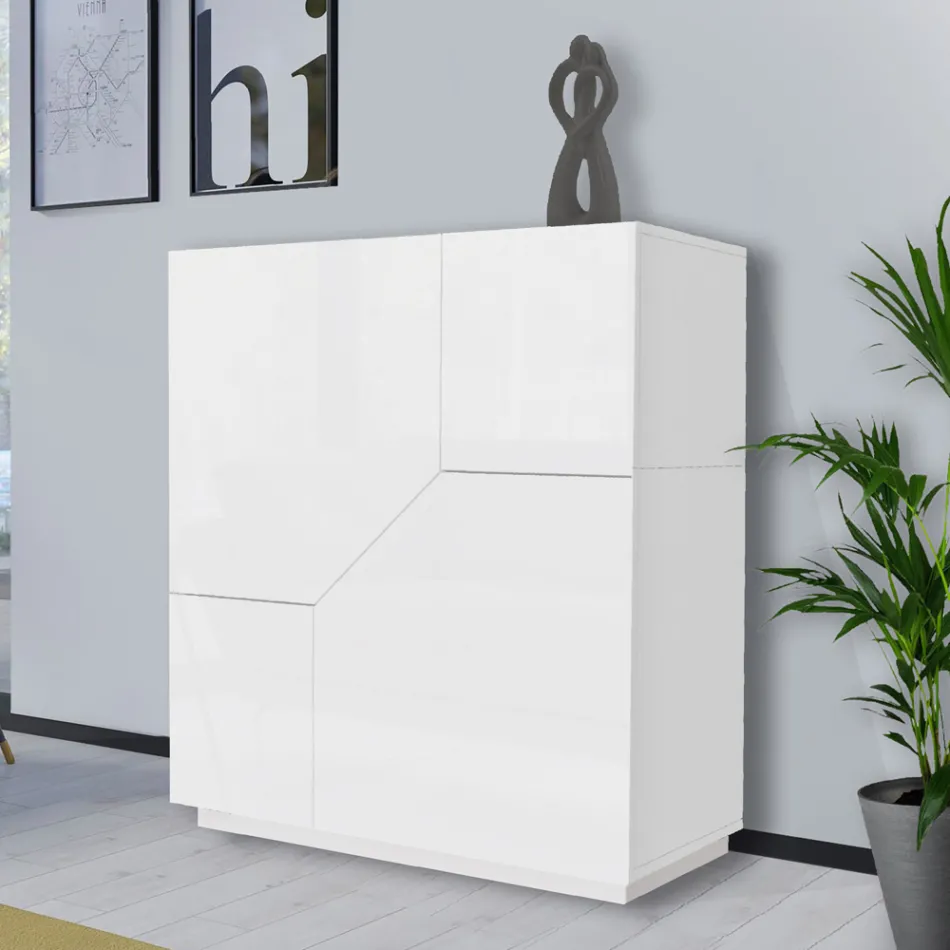 Credenza in Legno Nobilitato 3 Vani e 2 Mensole Made in Italy - Alyssa Viadurini
