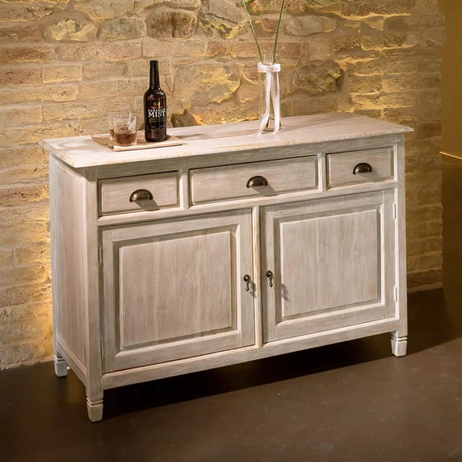 Credenza in Teak Massello con 2 Ante e 3 Cassetti - Karate Viadurini