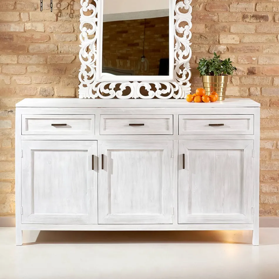 Credenza in Teak Massello con 3 Ante e 3 Cassetti - Sumo Viadurini
