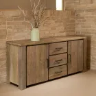 Credenza Living con 2 Ante e 3 Cassetti Centrali in Legno Riciclato - Slide Viadurini