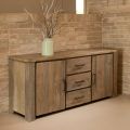 Credenza Living con 2 Ante e 3 Cassetti Centrali in Legno Riciclato - Slide
