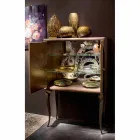Credenza moderna con 2 ante in legno massello e pelle anilina Joy Viadurini