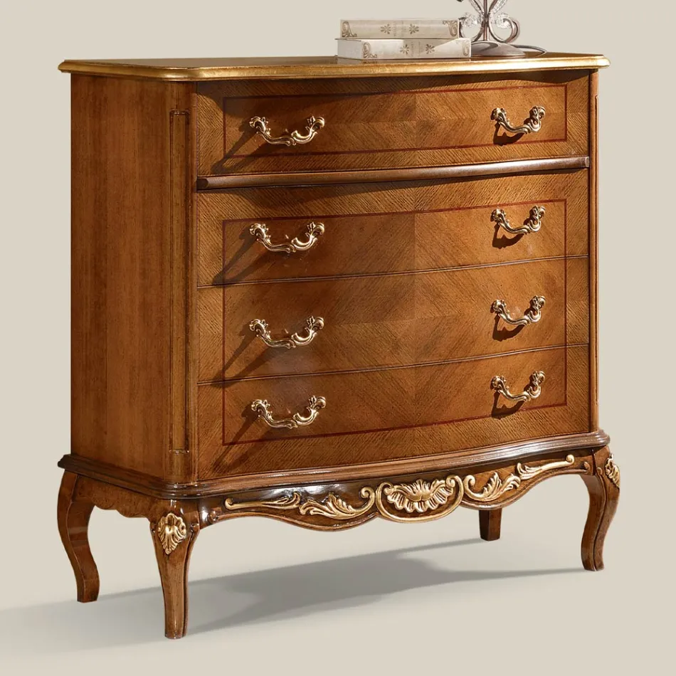 Credenza Salotto Classica Legno Bianco o Noce Made in Italy - Chantilly Viadurini